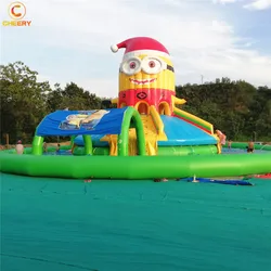 Sports entertainment pvc tarpauli commercial inflatable water  double lane slip slide pool for kids