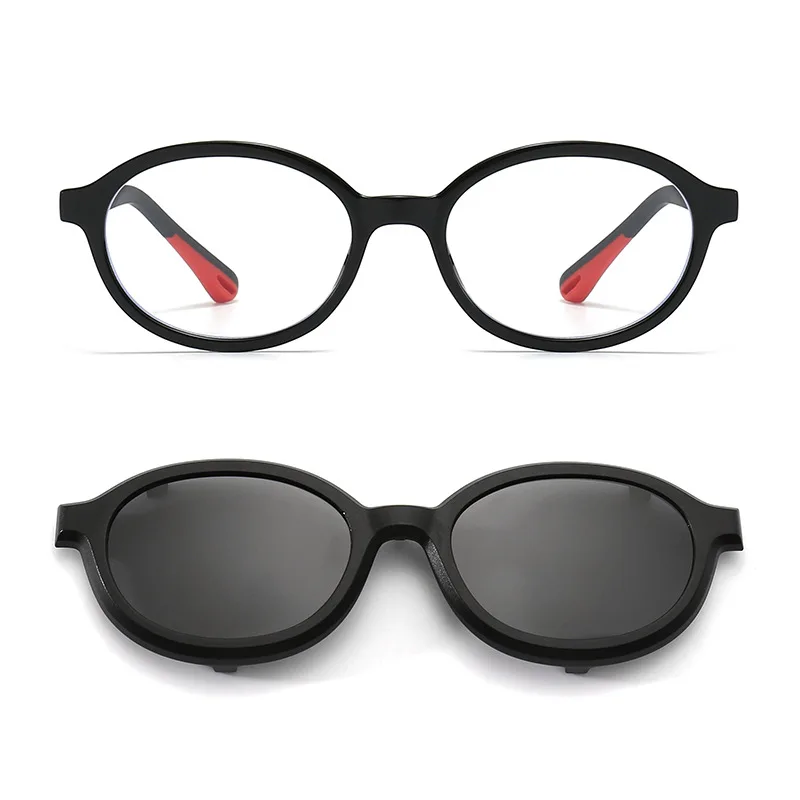 DM5359 New Arrivals Retro Oval Kids Blue Light Blocking Glasses Frame Polarized Clip on Sunglasses Shades