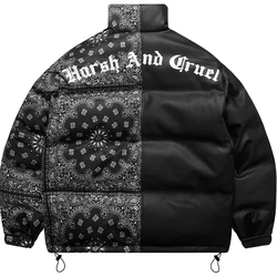 Paisley mens color outdoor stand collar thick puffer vintage padded couple coat custom large size winter jackets