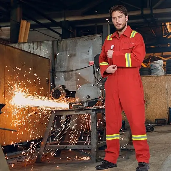 Oil Gas Firefighting Work Coverall Reflective Flame Retardant Safety Clothing Anti-Static & Dust-Proof Fire Resistant Coverall