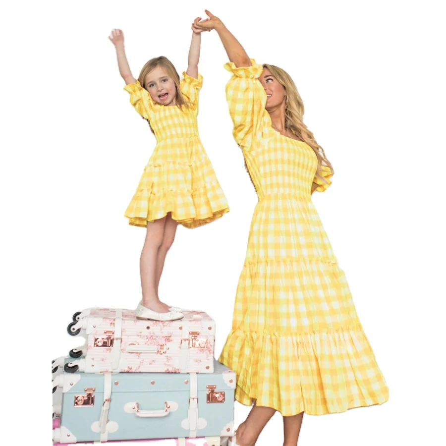 Индивидуальные одинаковые платья Yiyuan повседневные для мамы и я оптовая продажа семейные Макси-платья меня