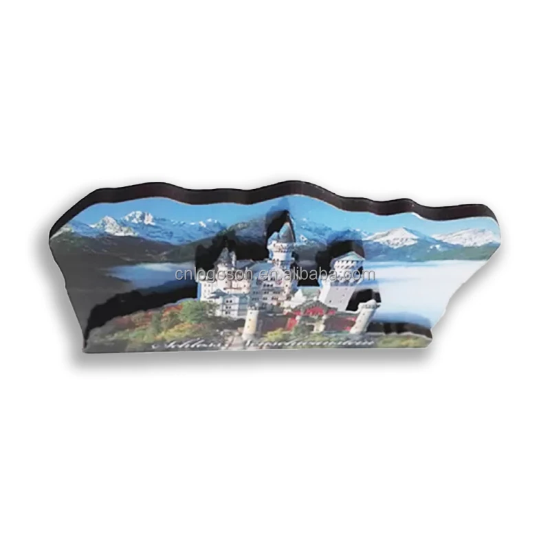 3D Double Layer Magnets Wood Custom Logo Neuschwanstein Castle Fridge Magnet Customized London MDF Refrigerator Magnet