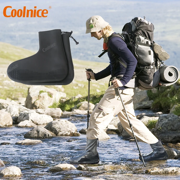 Waterproof Silicone Shoe Covers Reusable Foldable Not-Slip Rain Shoe Covers with Zipper Shoe Protectors Overshoes Rain Galoshes