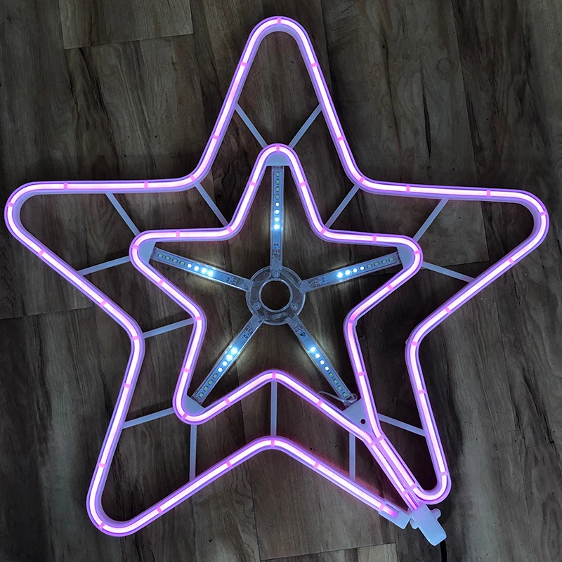 Outdoor Holiday Lighting Christmas Star Snowflake LED Decorative rope tube Lights neon flex Motif Light for wall fence garden