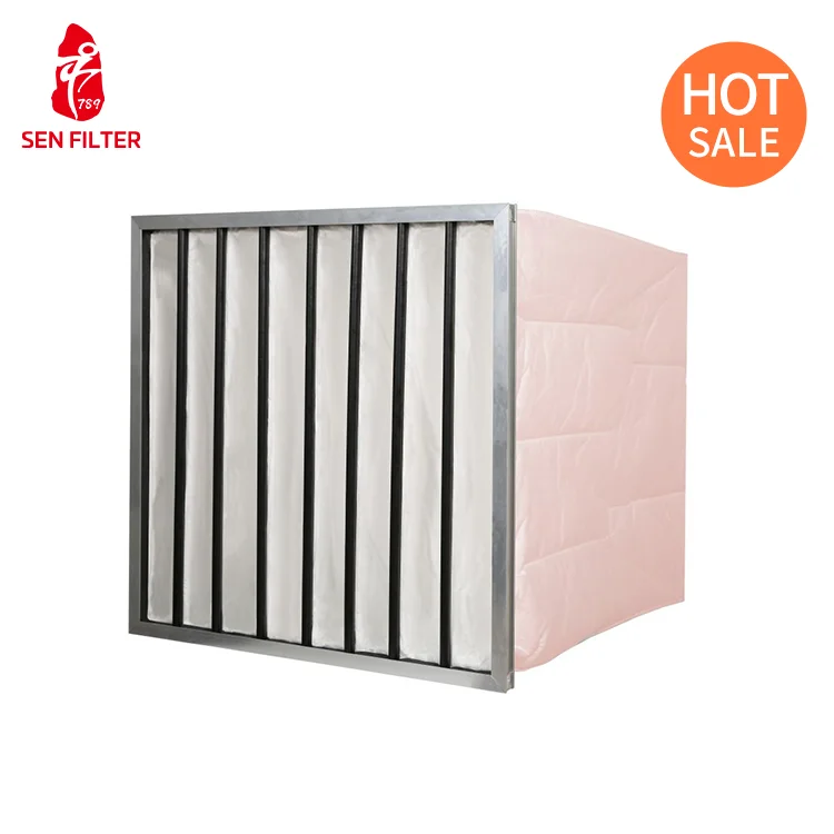 Active Carbon Hepatec V Bank New Panel Filter HVAC Clean Room Restaurant Home Hotels Manufacturing Plant HEPA Air Filter