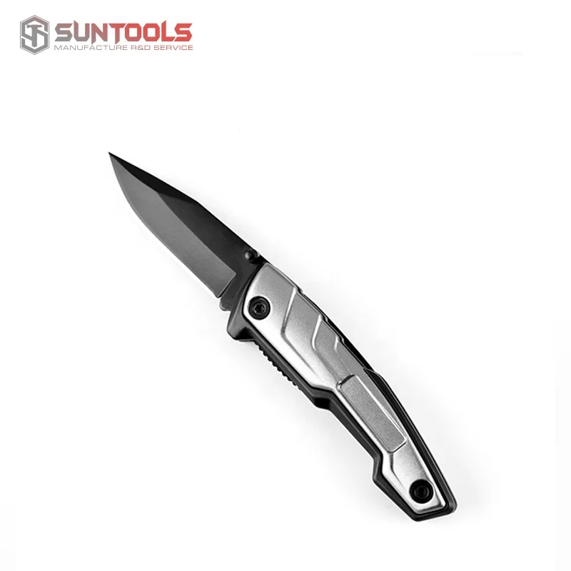 SUNTOOLS wholesale black finished stainless steel blade outdoor folding pocket cutting knife