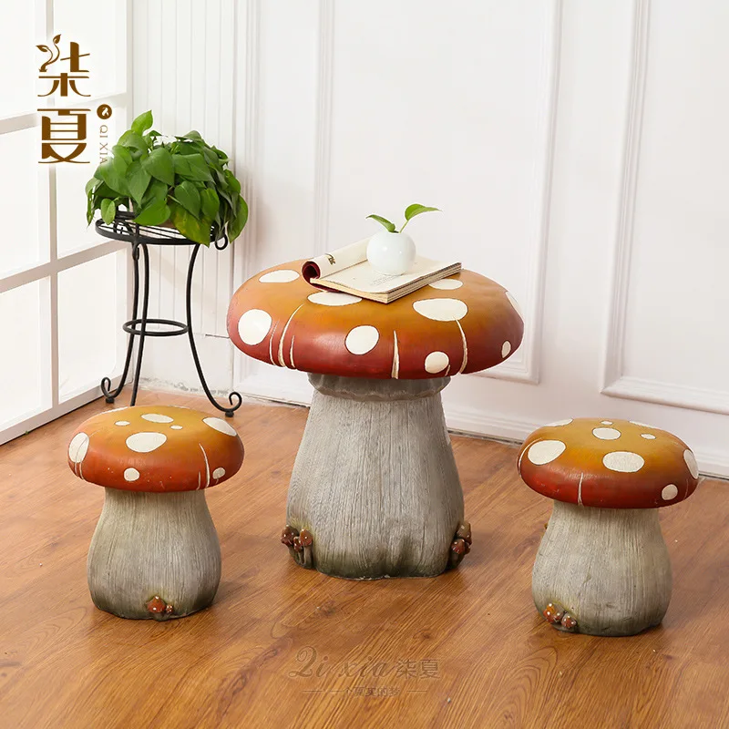 
Fairy tale mall garden outdoor decoration mushroom stools and tables 