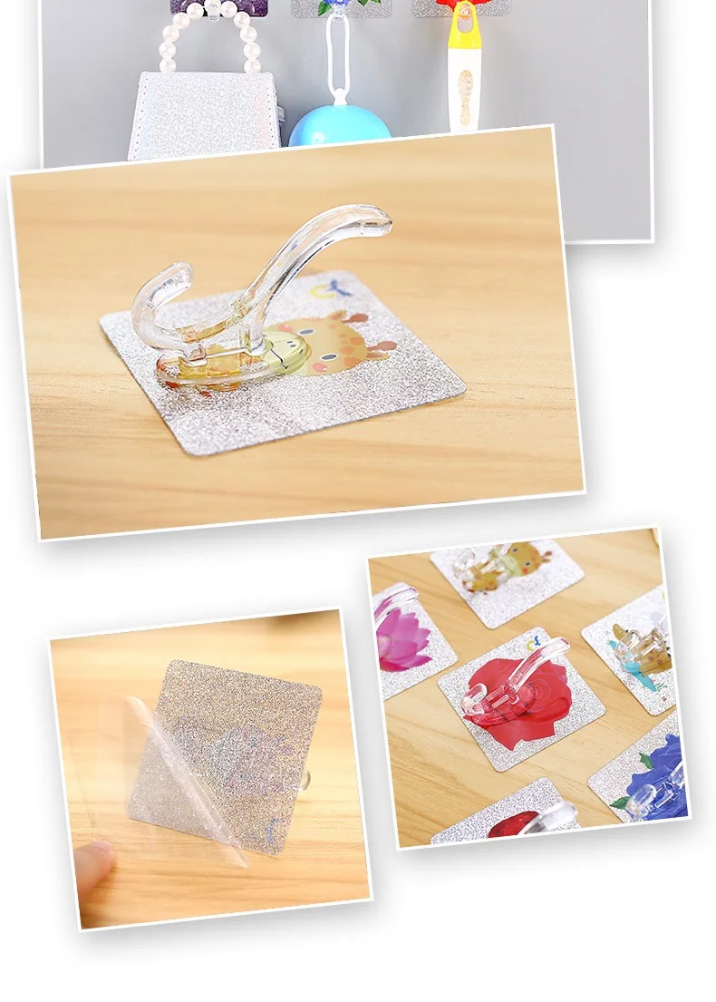 Aoniu new crystal glue strong traceless paste pattern coat and hat hook traceless hanger behind bathroom door