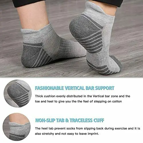 Cushion Running Socks Men Athletic Ankle Socks Black