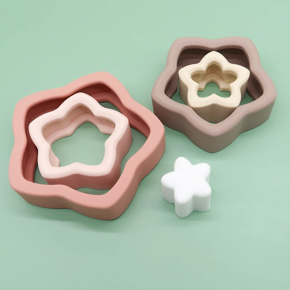 New BPA Free Educational Soft Building Blocks Baby Silicone Stacking Toys