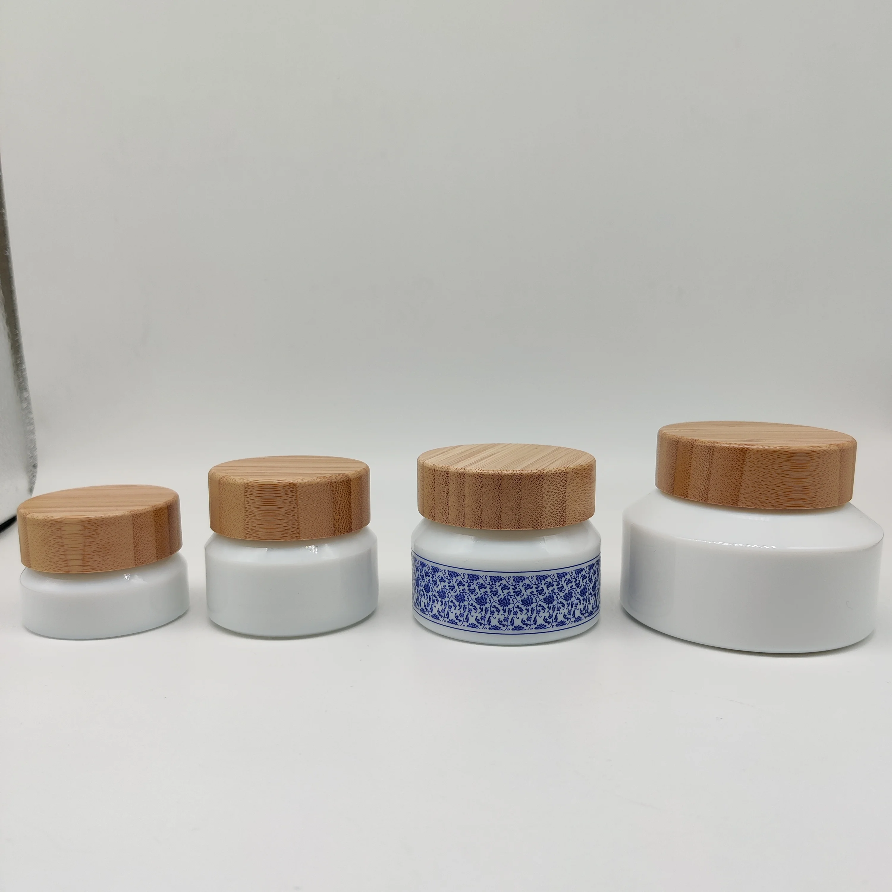 cosmetic packaging 30ml opal white essential oil glass bottle with natural wood dropper