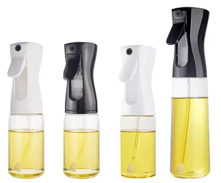 300ml Large Multifunctional Kitchen Outdoor BBQ Oil Sprayer  Leakproof Nozzle Transparent Plastic Spray Oil Bottle for Cooking