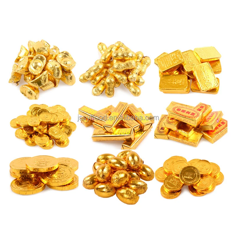 Chocolate manufacturer wholesale customized various shapes Halal milk Chocolate ingots Gold coin