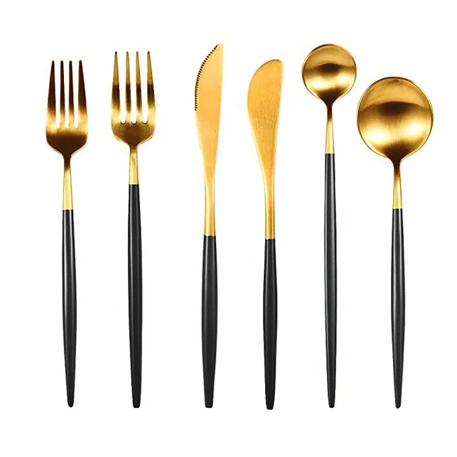 
Luxury Gold Flatware Set Stainless Steel Stain Cutlery Set 