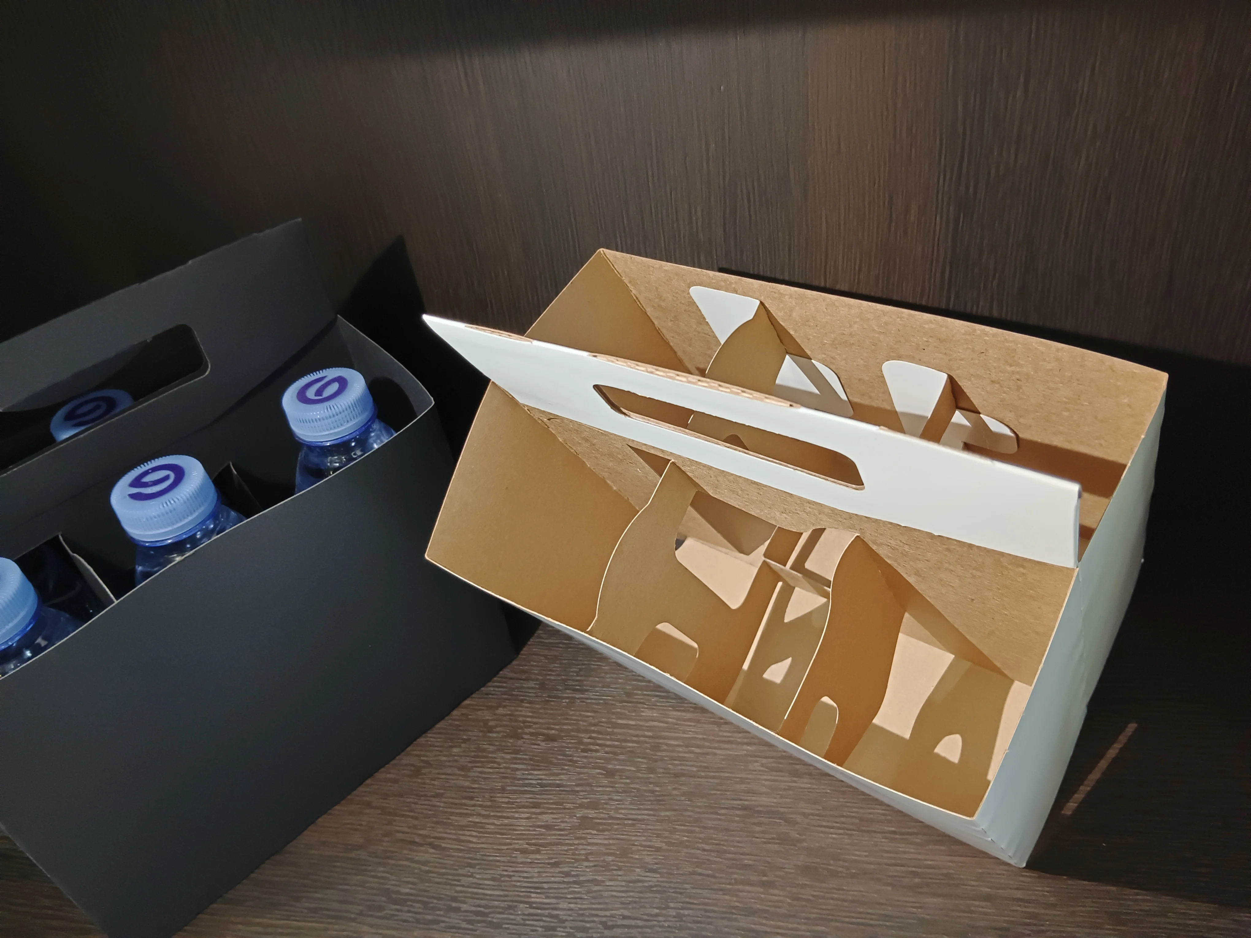 Kraft Cardboard paper cup holder 12 oz Beer or Soda Bottle Carrier wine bottle holder For 6 pack bottle carrier