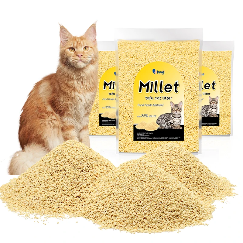 Sustainable Eco-Friendly Cat Waste Litter Flushable Tofu Sand with Dust-Free Millet Starch Corn Starch Pea Fiber for Cats