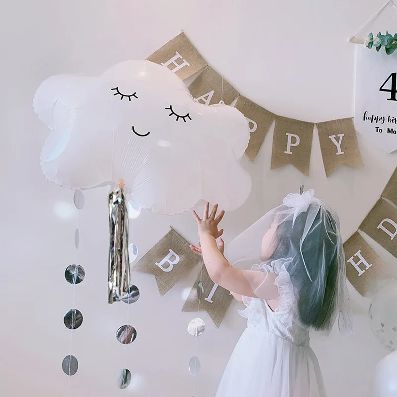 Blue White Cloud Weather Foil Balloon  Party Decorations Helium Balloons  Birthday Decoration Sets 2023 toys