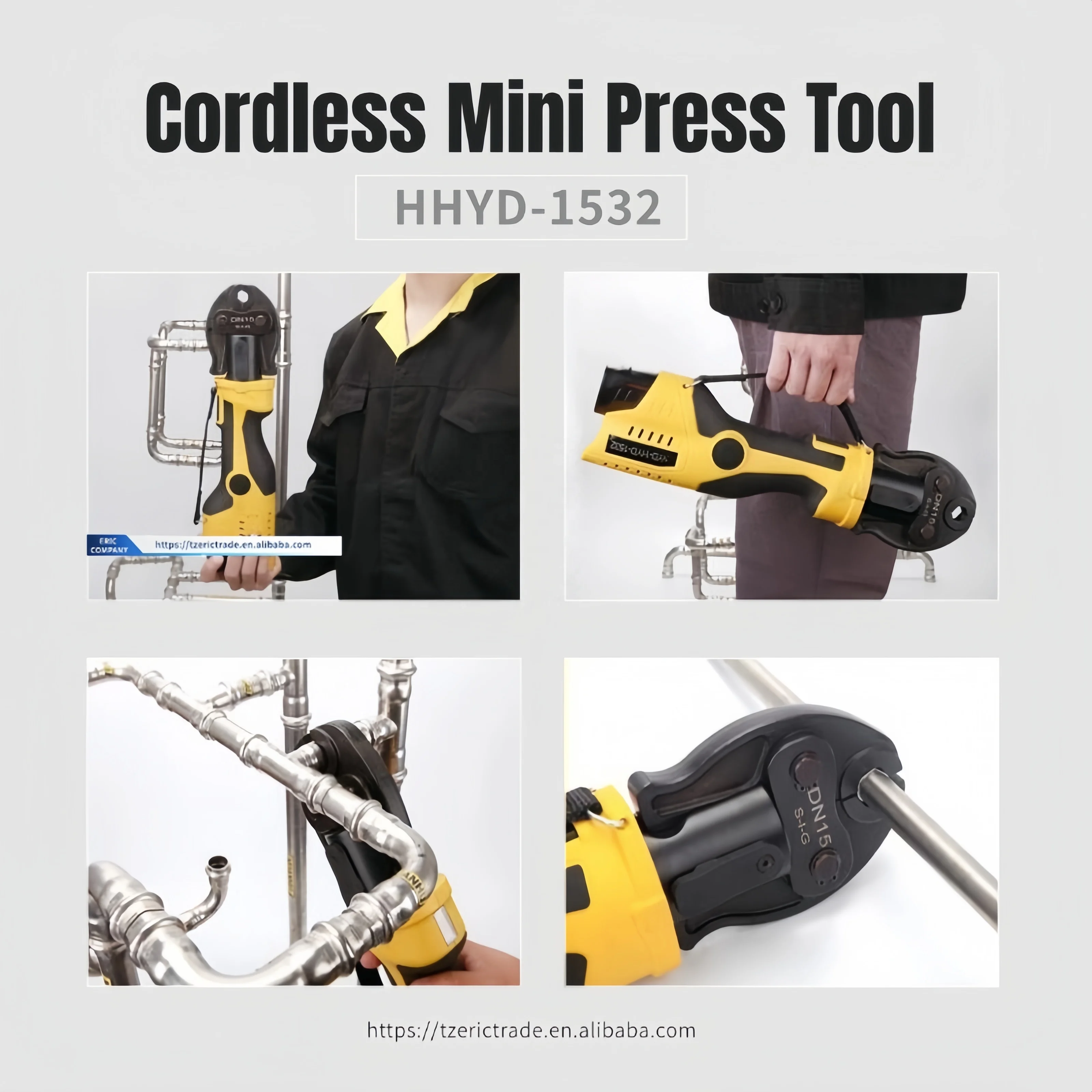 Highly Recommended  Battery Portable Pro Press Hvac Tools Kit 1/2 3/4 Pipe Crimping Plumbing Machine Copper PEX Stainless Steel