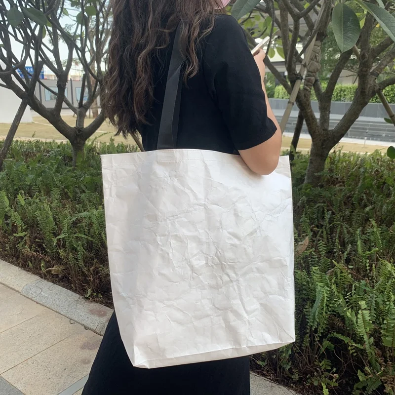 New Arrival Women Shopping Waterpoof Tyvek Tote Bag Customized Logo Environmental Dupont Paper Tote