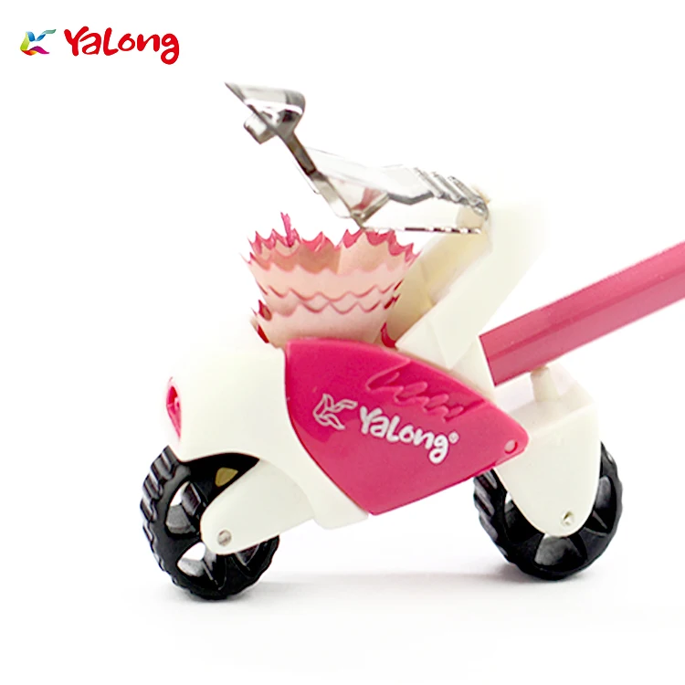 Yalong  motorcycle design pencil sharpener ABS&alloy steel material blister packaging pencil sharpener for students