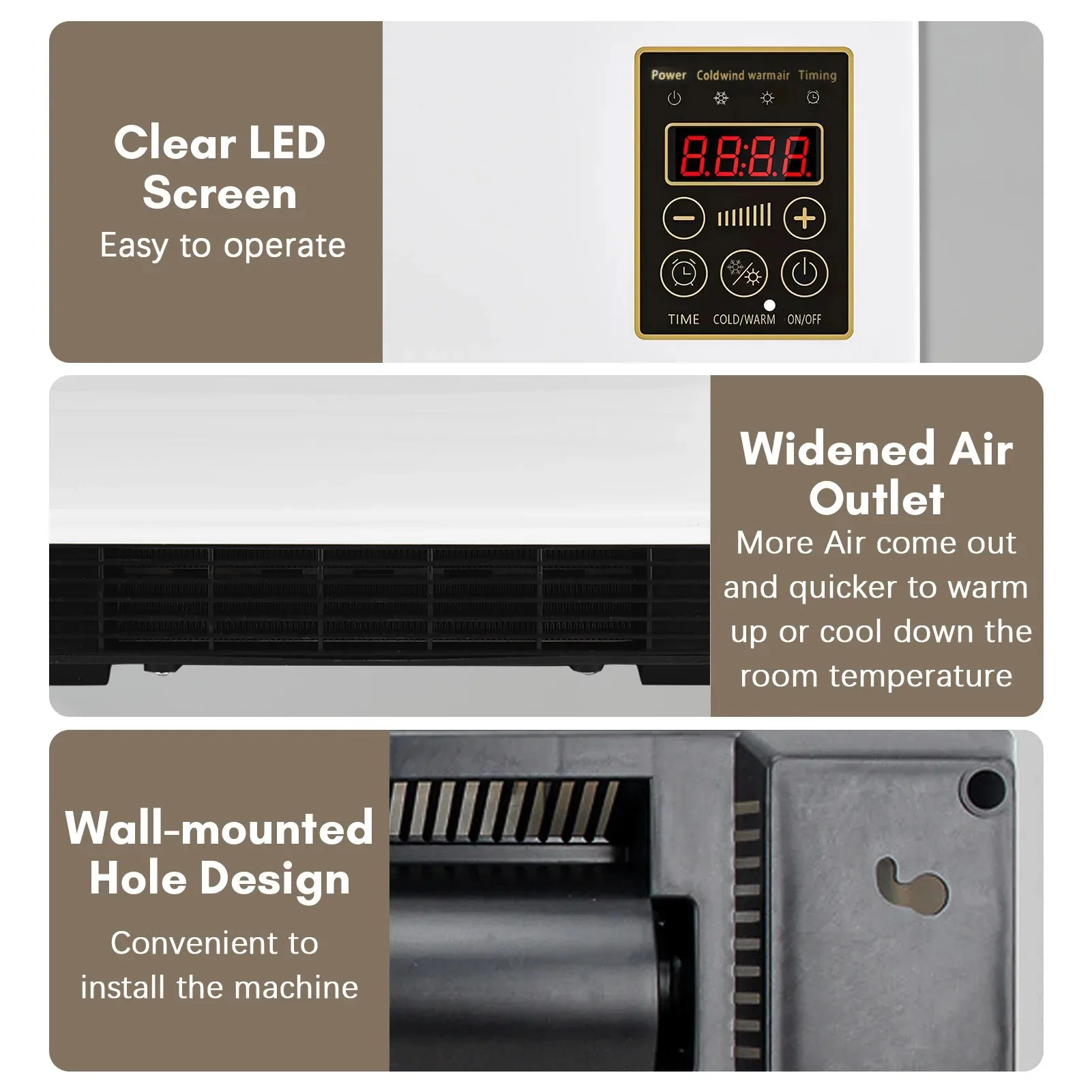 Air Conditioning Parts Wall MountedWall-mounted Household Remote Control Bathroom Horizontal Dual Purpose Heating Heater