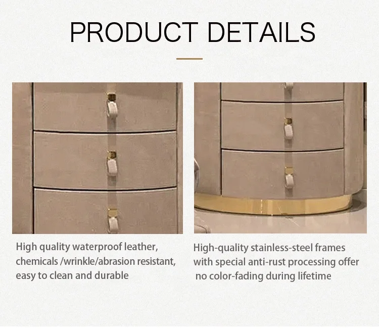 Luxury Golden Stainless Steel Base American Light Bedside Night Stand