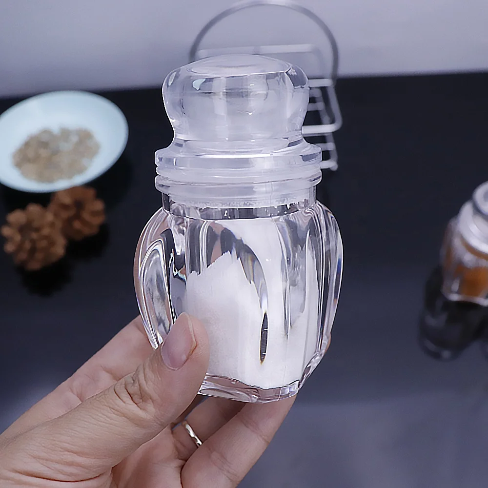 4 Pack Spice Jars Condiment Bottle with Organizer Rack ,Acrylic Countertop Herb and Spice Rack Organizer