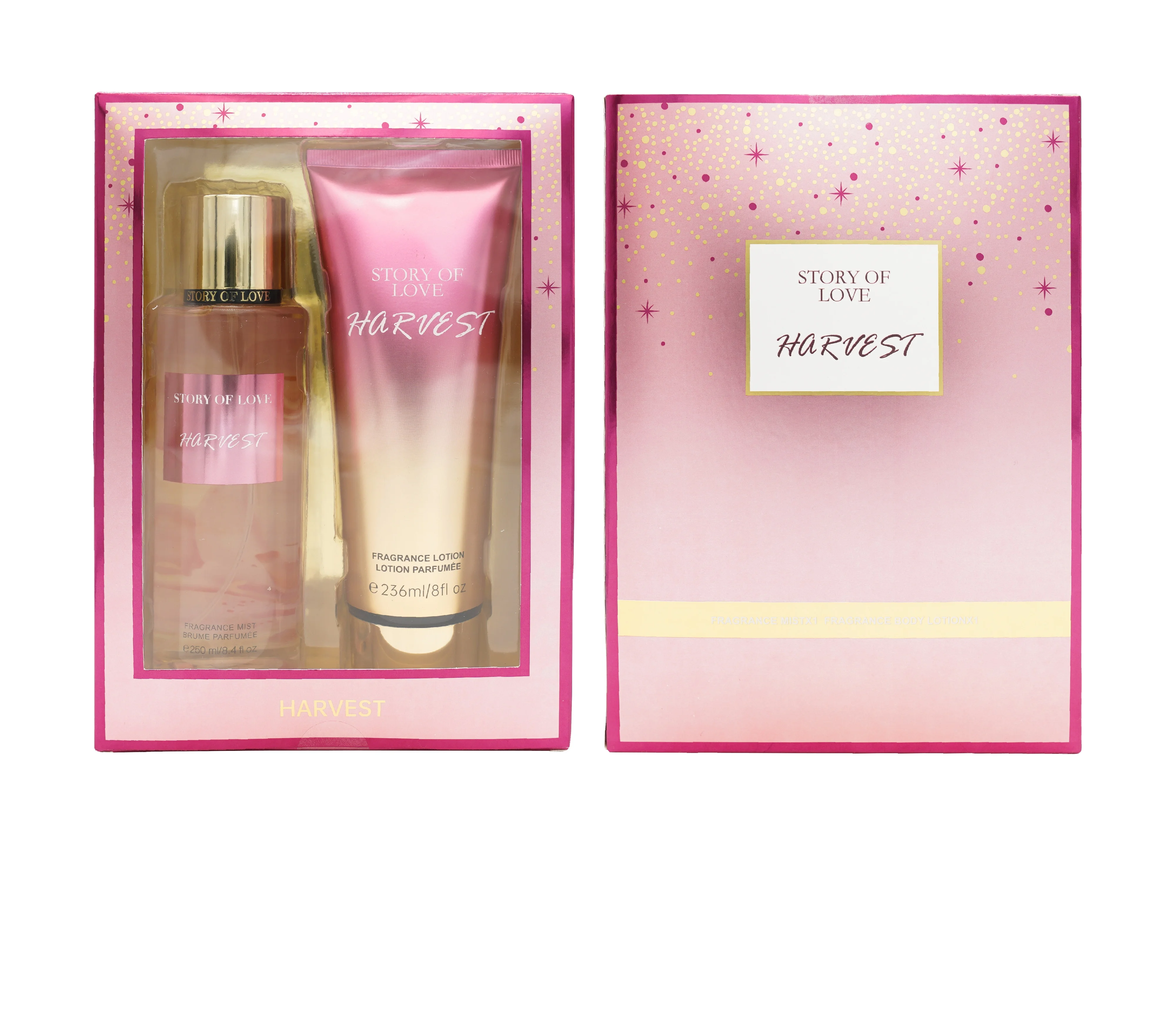 BT019 236ml Body Milk 250ml Body Spray Competitive Price Charming Fragrance Smells High-quality Gift Boxes