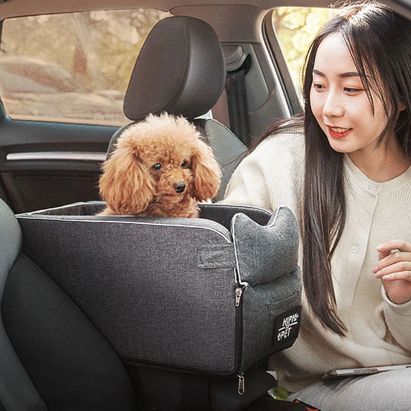 Portable Pet Dog Car Seat Central Control Nonslip Dog Carriers Safe Car Armrest Box Booster Kennel Bed For Small Dog Cat Travel