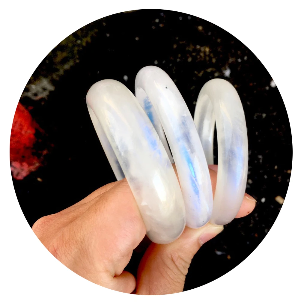 Blue Moonstone Bangle Semi-Precious Stone Bracelet Crystal Bangles