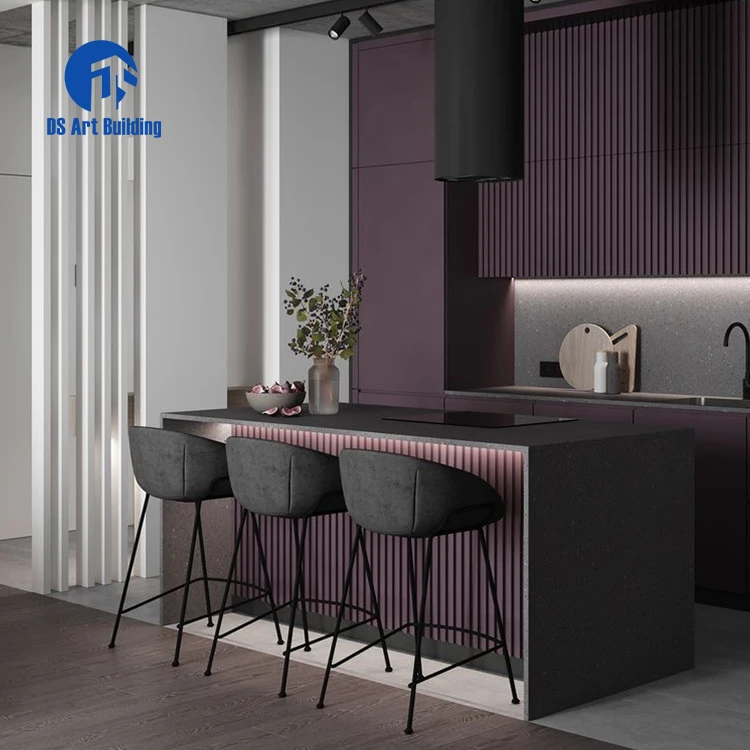 DS Customized New Arrival Luxury Lacquer Modern Design I Shape Kitchen Cabinets With Island