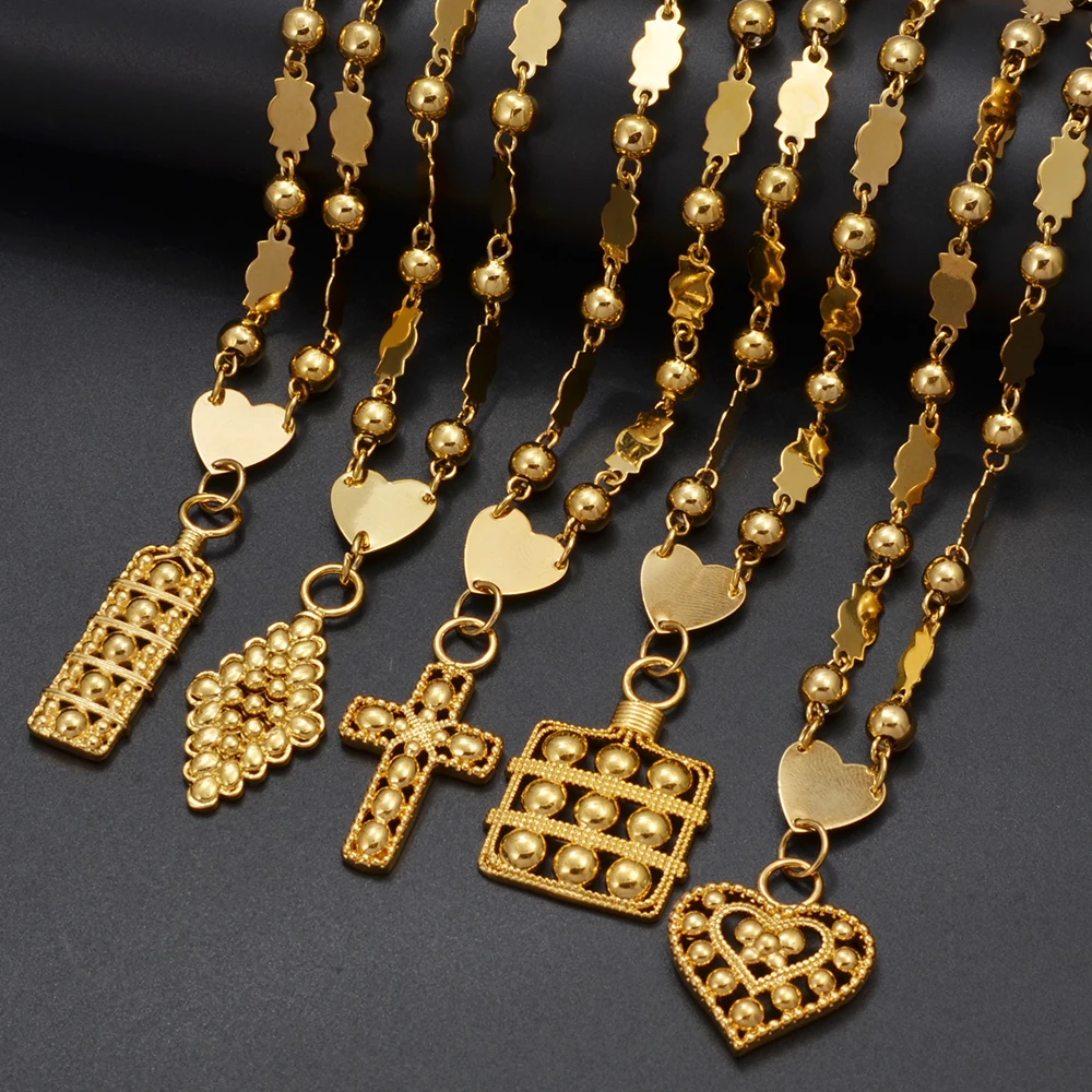 Marshall Hawaii Beads Necklaces Guam Ball Chains New for Women Heart Cross Pendant Islands Jewellery Micronesia #133906