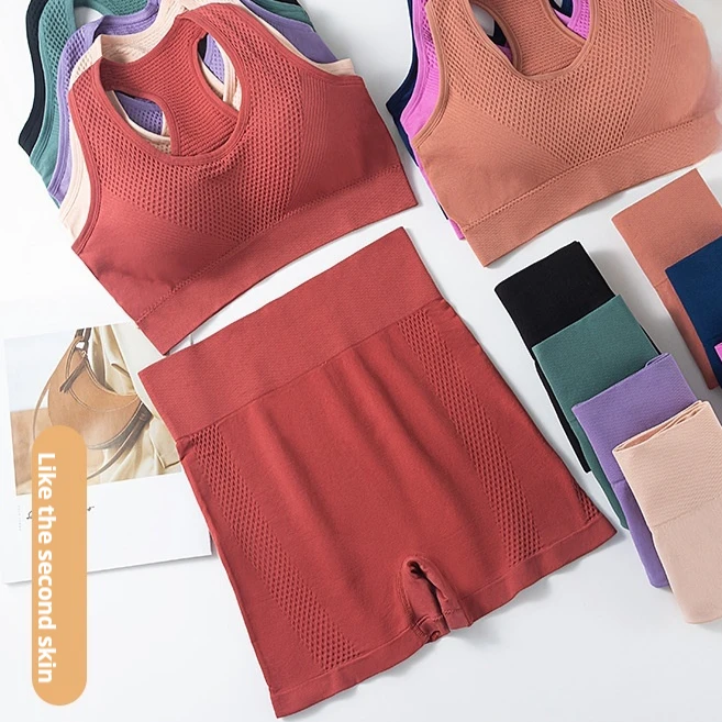 hot sale 2 Piece Set Women Gym Sports Bra Two Piece Outfits Set Gym Fitness Yoga bra Seamless women yoga set