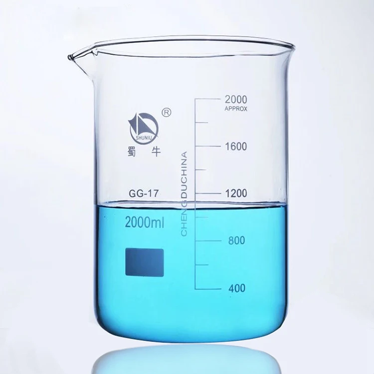 2000ml Round Beaker Borosilicate Glass for Laboratory Borosilicate Glass Laboratory Support Customization Screen Print