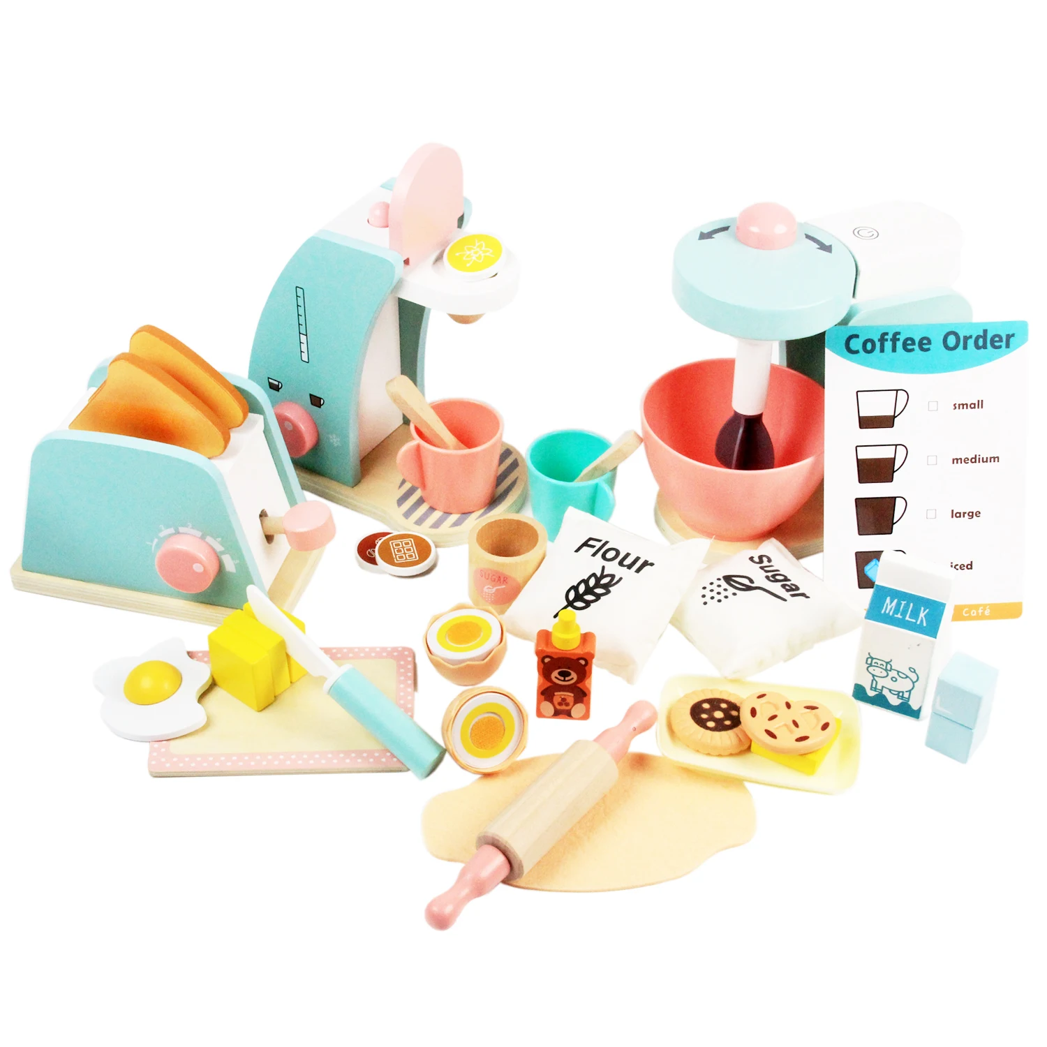 Wooden Bread Maker Toaster Machine Toys for Children 2020 New Design Pretend Play Blue Color Box Zhejiang Unisex 3 Ages+ 10 Kg