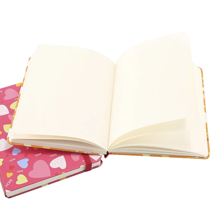 Cute cheap custom mini full color printing art paper hard cover School Notebook A5 B6 with elastic band