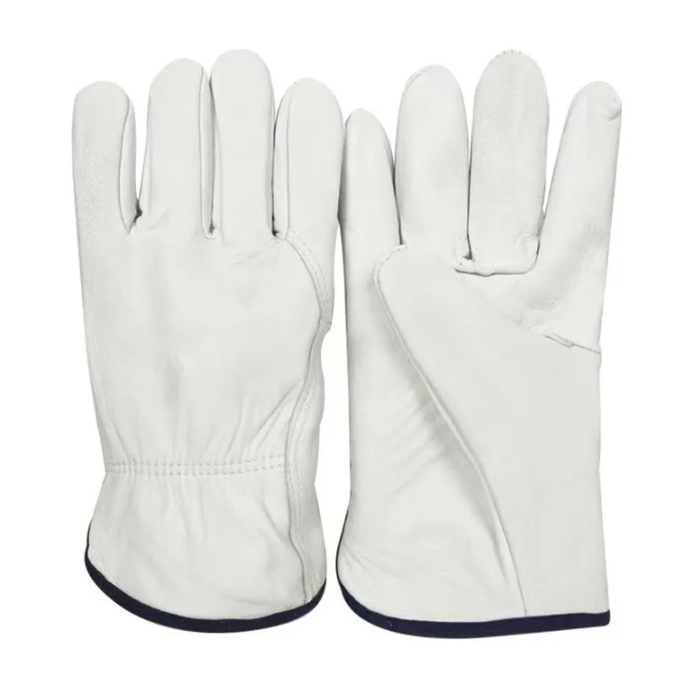 Grain Goat Leather Wing Thumb Gardening  White Yellow Driving Truck Worker 10 Inch Cowhide Leather Driver Gloves