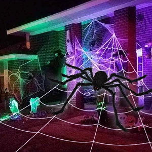 JOYEN Wholesale Spider with Triangular Huge Spider Web for Indoor Outdoor Halloween Decorations Yard Home