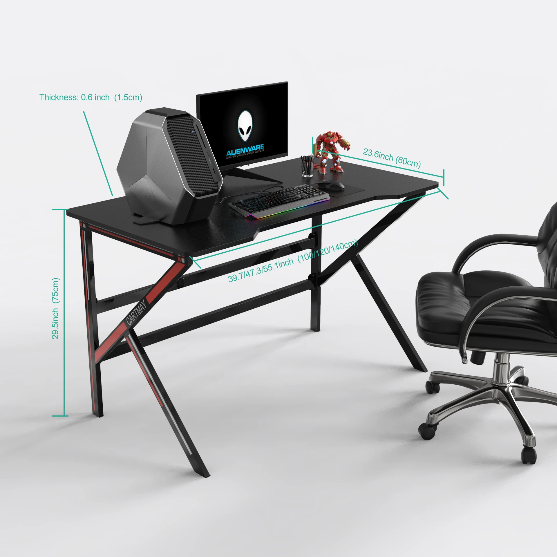 High Quality Structurally Stable Heavy Duty MDF Gamer Laptop Stand Home Gaming Table RGB E-Sports Computer Pc Desk/