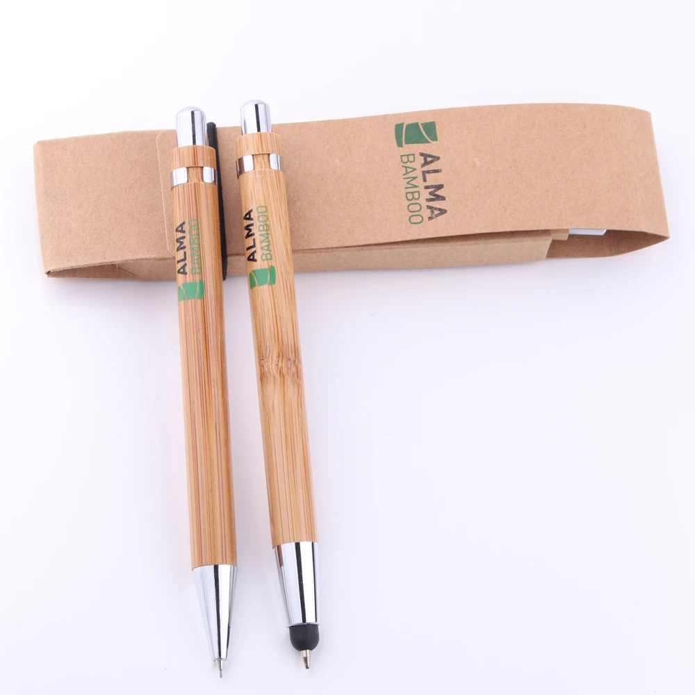 Customized logo eco friendly bamboo pen and pencil bamboo pen set bamboo pen and pencil sets