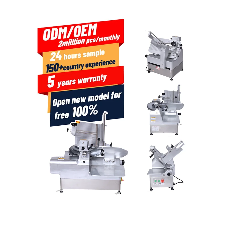 Full auto 13inch magalum gravity bacon sausage pork chips slicer chopper cutter machine for kitchen with best price