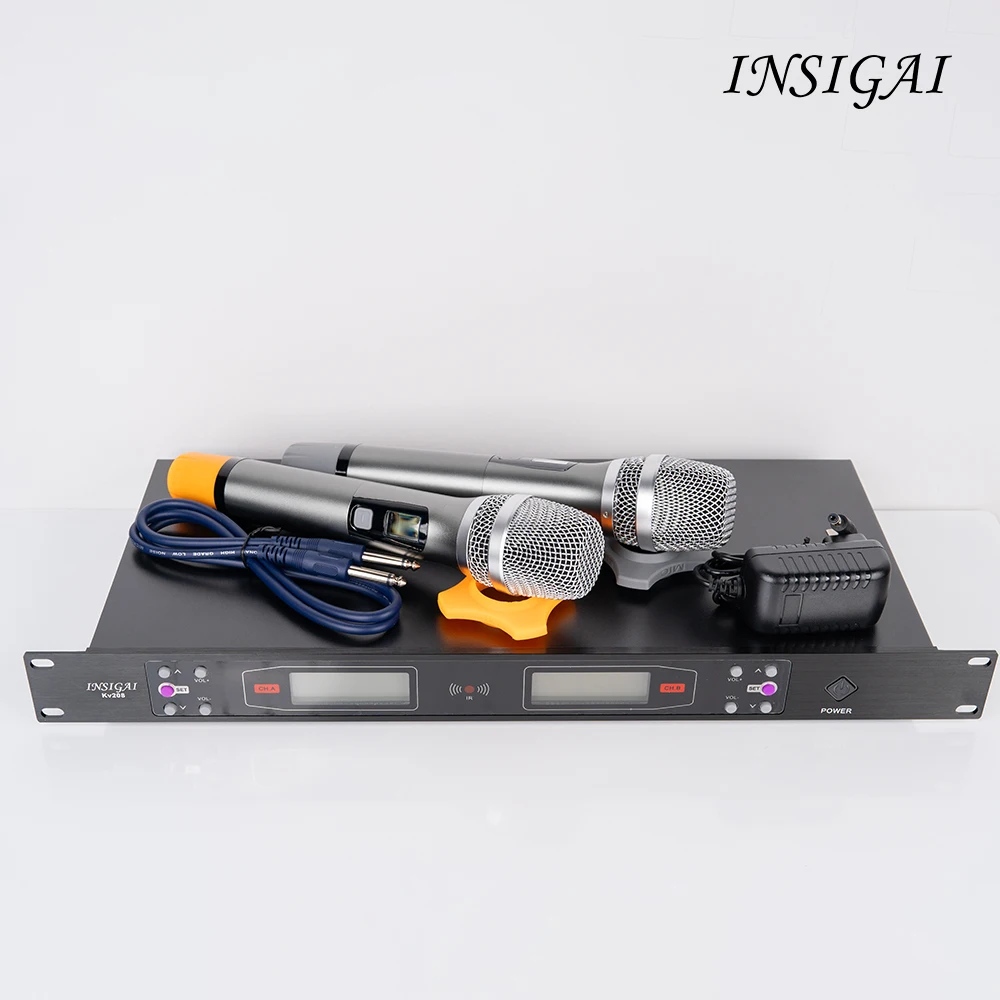 KV208 professional 2 channels outdoor uhf karaoke singing performance sound system wireless microphone system