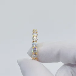 Wholesale in stock VVS Moissanite Diamond silver 925 4mm moissanite rings Iced Out Eternity Rings