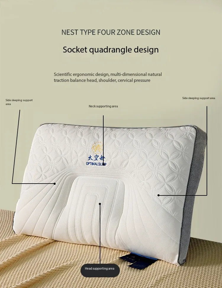 1200g high pillow Ergonomic partition design Natural latex soy fiber soft comfort cushion white hotel bed pillow