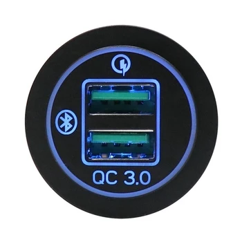 12V/24V 36W Fast Charge Three QC3.0 USB Car Charger Socket with 10A Wire Fuse Aluminum for Car boat