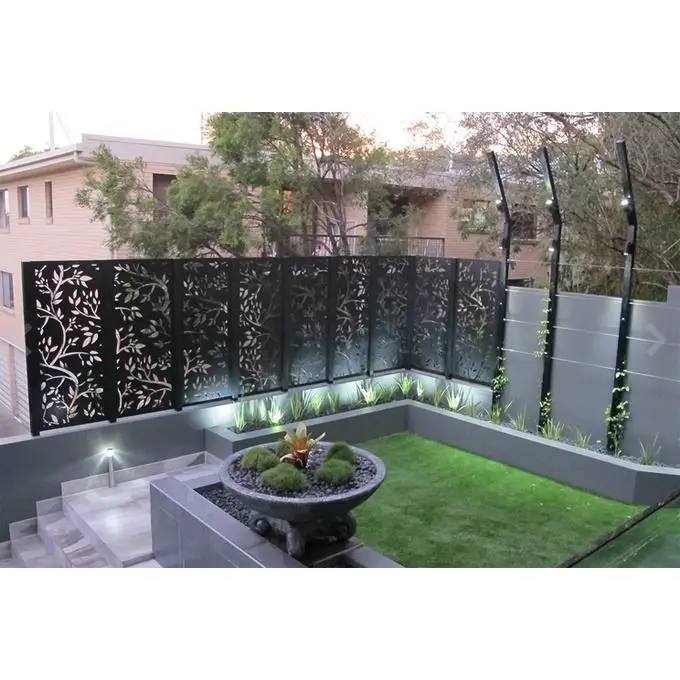 Easy To Clean ornament Outdoor Custom Design Aluminum Privacy Fence  metal fence panels aluminum