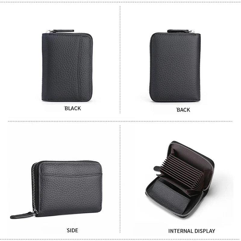 Hot Selling Genuine Leather RFID Smart Card Wallet Credit Card Holder Bank Card Pouch Anti-Theft Capacity Leather Bag