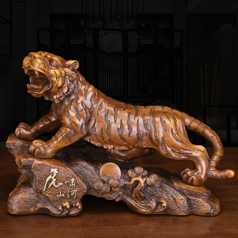 resin Tiger Roaring Mountain and River Tiger Decoration Feng Shui Home Decoration Office Desktop Craft Gifts