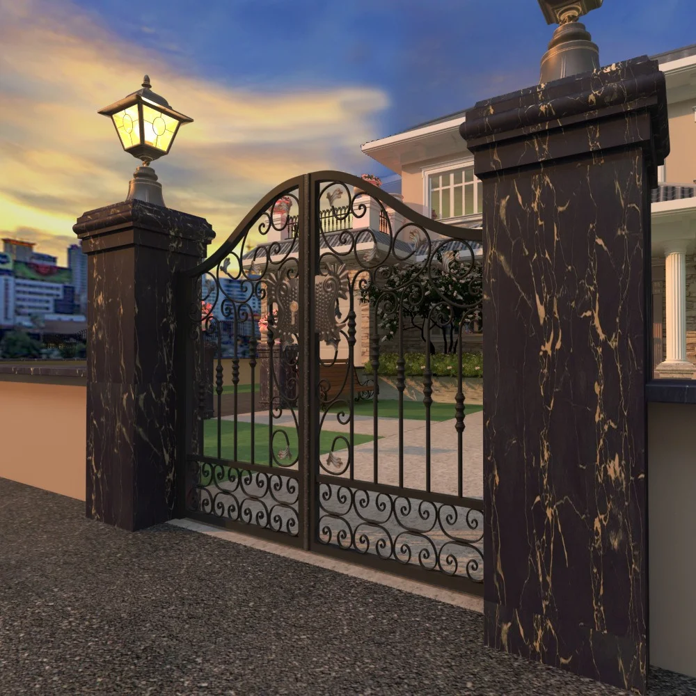Competitive Price Swing Front Garden Gates Hurricane Proof Grill Design Swing Folding Gate Iron Garden Gate