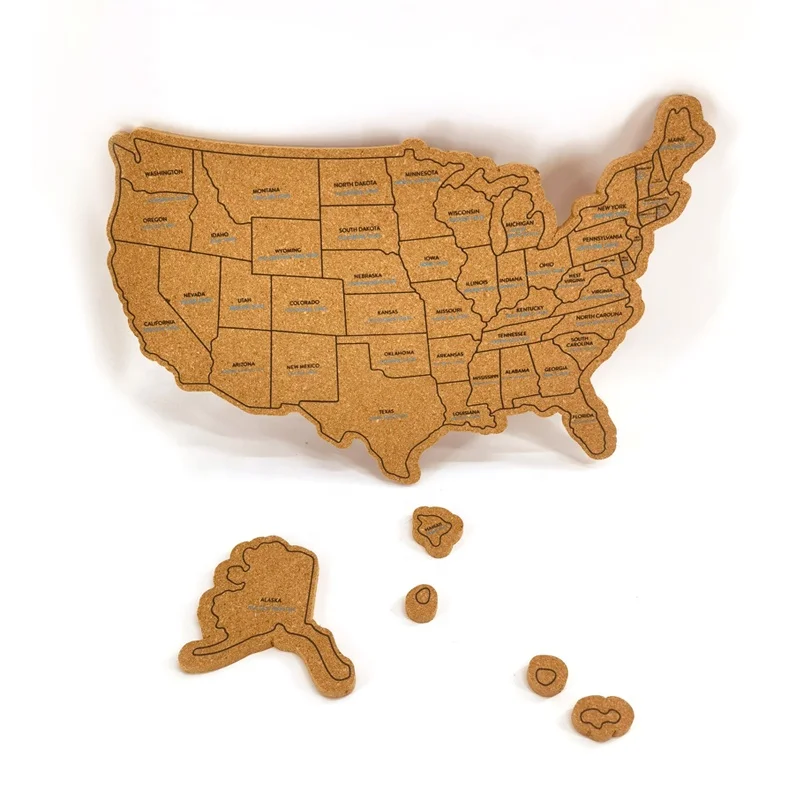 wholesale custom eco friendly map cork pin USA map cork board American Map Unframed Corks Board